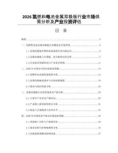 2026氫燃料電池金屬雙極板行業市場供需分析及產業投資評估