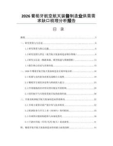 2026葡萄牙航空航天裝備制造業供需需求缺口梳理分析報告