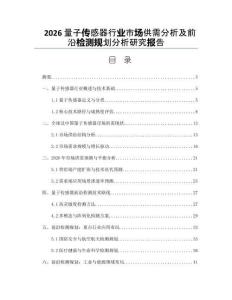 2026量子傳感器行業市場供需分析及前沿檢測規劃分析研究報告