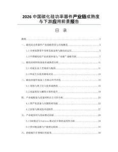2026中國碳化硅功率器件產業鏈成熟度與下游應用前景報告