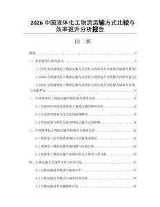 2026中國液體化工物流運輸方式比較與效率提升分析報告