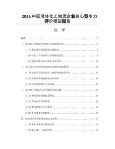 2026中國液體化工物流企業核心競爭力評價模型報告