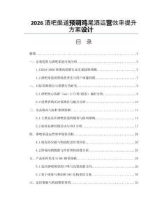 2026酒吧渠道預調雞尾酒運營效率提升方案設計