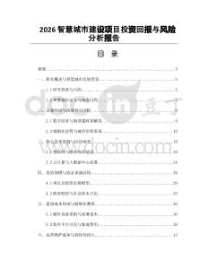 2026智慧城市建設(shè)項目投資回報與風(fēng)險分析報告