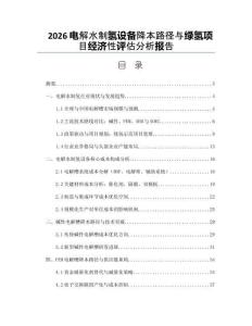 2026電解水制氫設備降本路徑與綠氫項目經濟性評估分析報告