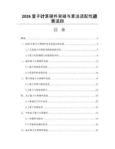 2026量子计算硬件突破与算法适配性进展追踪