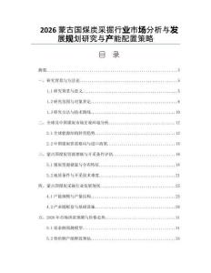 2026蒙古国煤炭采掘行业市场分析与发展规划研究与产能配置策略