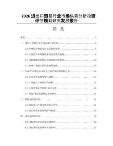 2026進出口貿易行業市場供需分析投資評估規劃研究發展報告