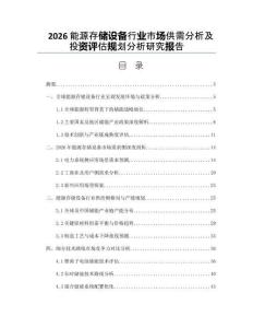2026能源存儲(chǔ)設(shè)備行業(yè)市場(chǎng)供需分析及投資評(píng)估規(guī)劃分析研究報(bào)告
