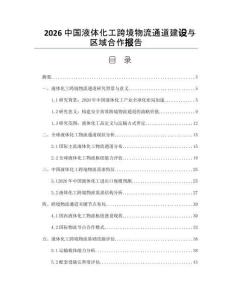 2026中國液體化工跨境物流通道建設與區域合作報告