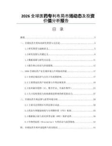 2026全球醫藥專利布局市場動態及投資價值分析報告