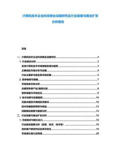 計算機(jī)技術(shù)企業(yè)科技事業(yè)深度研究及行業(yè)發(fā)展與商業(yè)擴(kuò)張分析報告