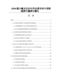 2026动力电池回收利用技术突破与循环经济价值评估报告