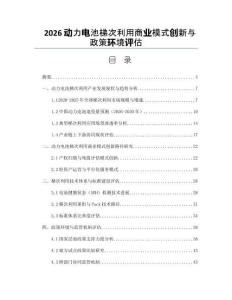 2026动力电池梯次利用商业模式创新与政策环境评估