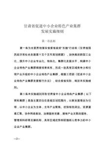 甘肅省促進(jìn)中小企業(yè)特色產(chǎn)業(yè)集群發(fā)展實(shí)施細(xì)則