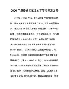 2026年道路施工区域地下管线探测方案