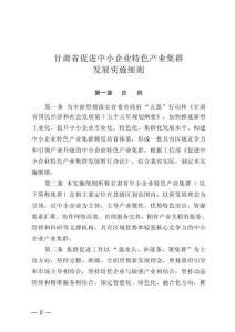 甘肅省促進(jìn)中小企業(yè)特色產(chǎn)業(yè)集群發(fā)展實(shí)施細(xì)則