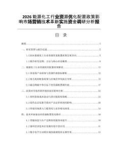 2026能源化工行業資源優化配置政策影響市場營銷技術革新實施資金調研分析報告