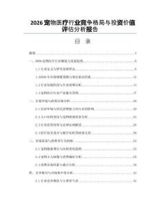 2026寵物醫療行業競爭格局與投資價值評估分析報告