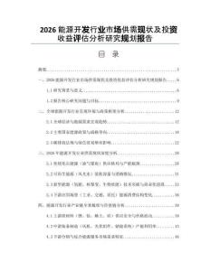 2026能源開發行業市場供需現狀及投資收益評估分析研究規劃報告