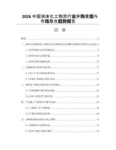 2026中国液体化工物流行业并购重组与市场整合趋势报告