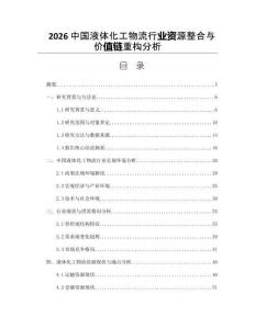 2026中国液体化工物流行业资源整合与价值链重构分析