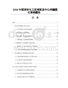 2026中国液体化工区域配送中心网络优化策略报告