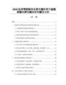 2026能源节约环保技术市场前景行业发展现状评估规划研究报告分析