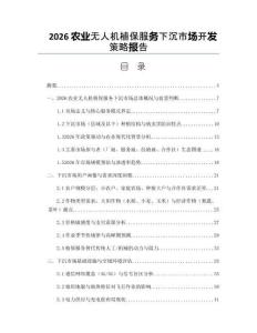 2026農業無人機植保服務下沉市場開發策略報告