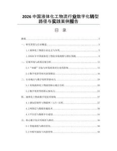2026中国液体化工物流行业数字化转型路径与实践案例报告
