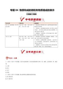专题04 物质构成的微粒和物质组成的表示（5年汇编）（天津专用）（原卷版）