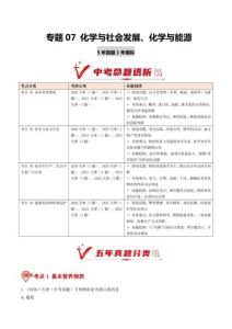 专题07 化学与社会发展、化学与能源（5年汇编）（天津专用）（原卷版）