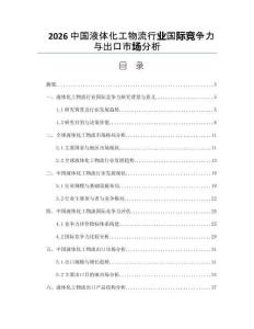 2026中国液体化工物流行业国际竞争力与出口市场分析