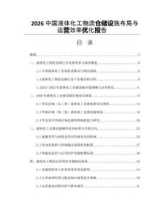 2026中国液体化工物流仓储设施布局与运营效率优化报告