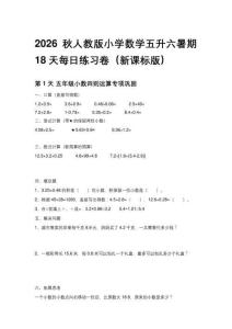 2026秋人教版小学数学五升六暑期18天每日练习卷（新课标版）