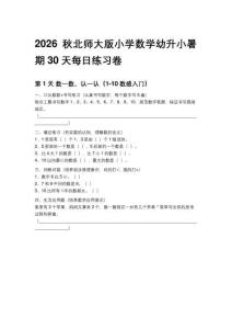 2026秋北师大版小学数学幼升小暑期30天每日练习卷