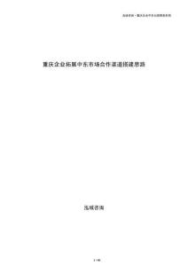 重庆企业拓展中东市场合作渠道搭建思路