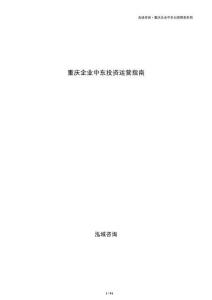 重庆企业中东投资运营指南