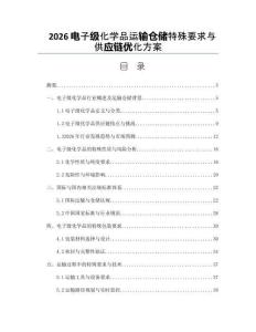 2026电子级化学品运输仓储特殊要求与供应链优化方案