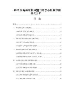 2026代际共居社区规划理念与社会效益量化分析