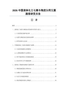 2026中国液体化工电商与物流协同发展路径研究报告