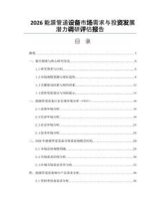 2026能源管道设备市场需求与投资发展潜力调研评估报告