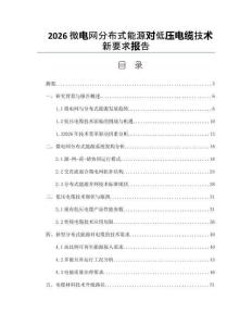 2026微电网分布式能源对低压电缆技术新要求报告