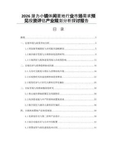 2026潜力小镇休闲置地行业市场需求预见投资评估产业规划分析探讨报告