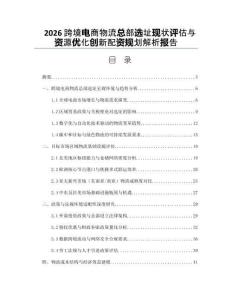 2026跨境电商物流总部选址现状评估与资源优化创新配资规划解析报告