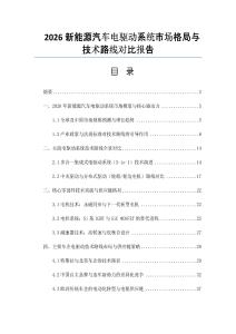 2026新能源汽车电驱动系统市场格局与技术路线对比报告