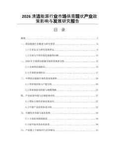 2026清洁能源行业市场供需现状产业政策影响与发展研究报告