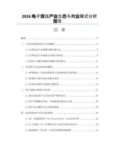 2026电子竞技产业生态与商业模式分析报告
