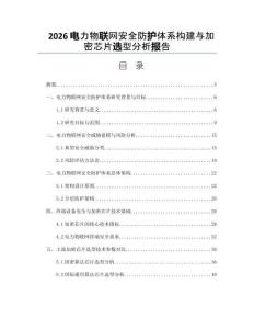 2026电力物联网安全防护体系构建与加密芯片选型分析报告