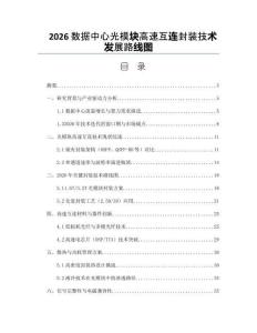 2026数据中心光模块高速互连封装技术发展路线图